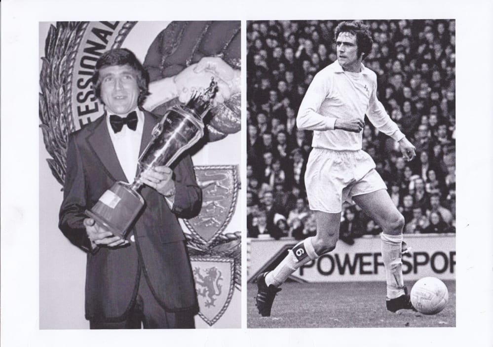 Norman Hunter with the players player of the year award and in action for Leeds United